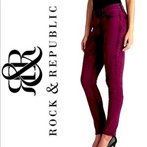 Rock & Republic Berlin red / burgundy / black jeans Sz 8 FALL